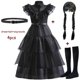thumbnail image 3 of Vestidos de carnaval Miércoles Addams Disfraz de cosplay para niña 2023 Nuevos vestidos largos de noche de fiesta de malla para adolescentes 5 10 14 años, 3 of 5