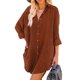 thumbnail image 1 of Blusa extragrande con cuello vuelto, manga larga con botones, camisa holgada de pana con cordón para mujer para viajes diarios, 1 of 5