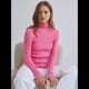 thumbnail image 5 of Suéteres Acanalados para Mujer, Lindos Suéteres de Punto de Cuello Alto, Ajustados y Cálidos Rosa Roja un Tamaño, 5 of 9