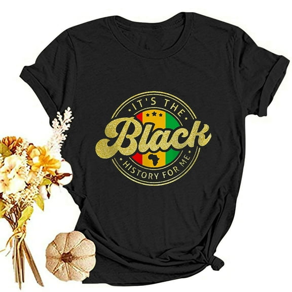Odbmxy Short Sleeve T Shirts for Women Plus Size Black History Month Women Tops Daily Relaxed Fit Graphic Tops,Black L
