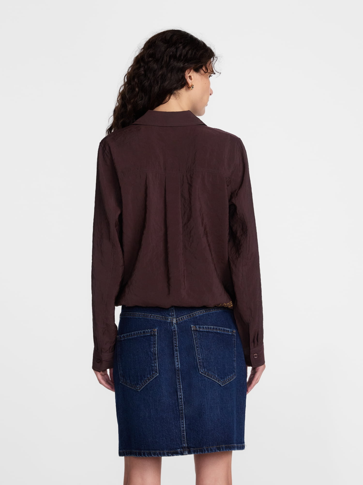 Scenario Women's Tie Waist Utility Shirt with Long Sleeves, Sizes XS-XXXL