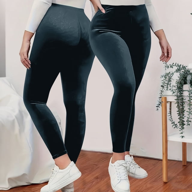 Karight Women's High Waist Velvet Elastic Leggings Velvet Warm Yoga Pants Buttery Soft Velour Leggings