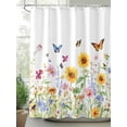 thumbnail image 2 of Shower Curtain Sunflower Butterfly Shower Curtains for Bathroom, Waterproof Polyester Shower Curtain Set with Hooks, Extra Long 72" x 78" Watercolor Flower, 2 of 6