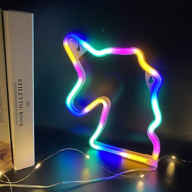 Unicorn Neon Sign, Battery Operated or USB Powered LED Neon Sign Light for Party, Home, Wall Decoration Lamp Kids Gift