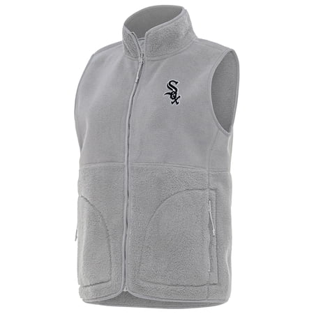 Women s Antigua Gray Chicago White Sox Nostalgic Full-Zip Vest Women s Antigua Gray Chicago White Sox Nostalgic Full-Zip Vest