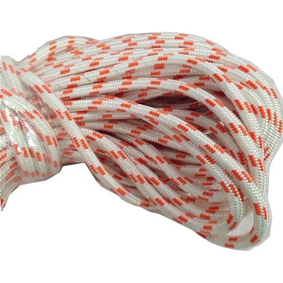 Double Braid Polyester Arborist Bull Rope 5/8 Inch by 150 Feet White Orange
