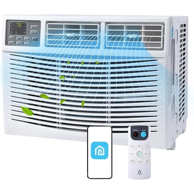 Bingirl 12000 BTU Window AC Unit with Smart WiFi Control - Quiet 50dB, 3-Speed Fan, Sleep & ECO Modes. Remote & App Control. 115V, Window Kit Included. Easy Install for 550 Sq Ft Bedroom/Living Room
