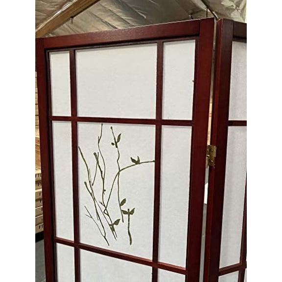4 Panel Room Divider Coaster Oriental Floral - Cherry