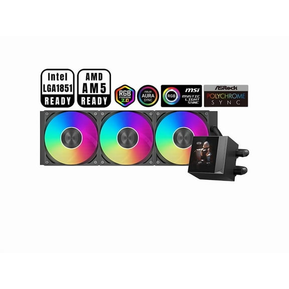PCCOOLER CPS DC360 Pro ARGB Display AIO CPU Liquid Cooler, 360mm Radiator, 310W TDP, Customizable 2.4" IPS LCD Display, Ceramic Bearing, for Intel LGA 1851/1700/1200/115X & AMD AM5/AM4, Black