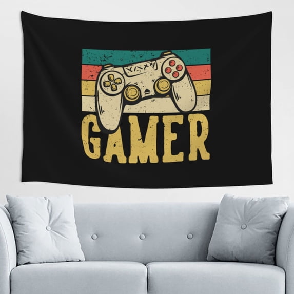 DouZhe Retro Game Controller Gamer Tapestry Wall Hanging Tapestries Dorm Room Home Decor, 60" x 40"