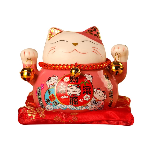 Lucky Cat Saving Pot, Lucky Cat Coin Bank Lovely Wish Exquisite Pattern Ceramic For Office