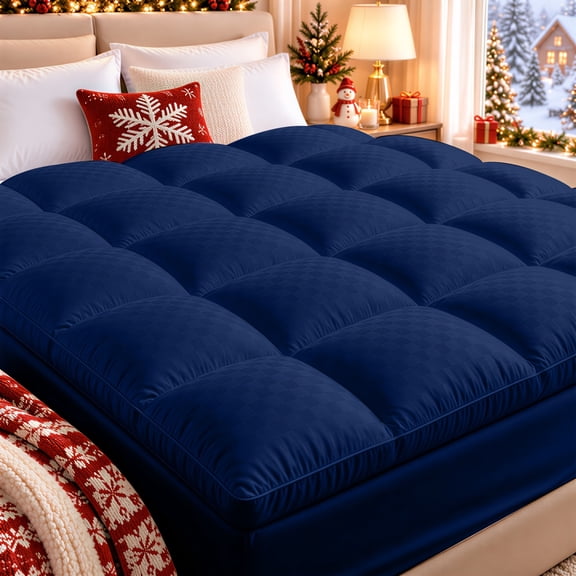 Fluffy thick mattress protector pad, soft and comfortable breathable quilted mattress topper