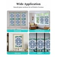 thumbnail image 6 of Window Privacy Film Blue Floral Pattern Stained Glass Window Film Decorative Sun Block Window Cover Vintage Green Teal Ombre Window Clings Static Adhesive Sticker for Bathroom 17.7"x39.3", 6 of 7