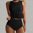 thumbnail image 3 of DISKEBUISS Tankini Swimsuits for Women High Waisted Ruffle Hem Two Piece Bathing Suits Chest Cushion Tummy Control Swimwear, 3 of 7
