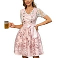 thumbnail image 4 of Women Midi Red Traditional Dress Women Dirndl Dress With Dirndl Apron For Oktoberfest, 4 of 9