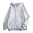 thumbnail image 5 of Fiaer Womens Christmas Hoodies Deer Graphic Full Zip up Long Sleeve Hooded Sweatshirts Oversized Drawstring Pocket Tops Grey L, 5 of 5