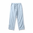 thumbnail image 4 of Trikvn Linen Capris Men Loose Fit Summer Casual Drawstring Elastic Waist Cropped Pants Breathable Beach Vacation Trousers with Pockets, 4 of 6