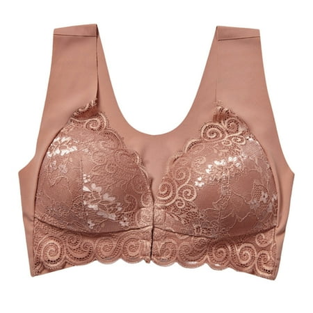 

Spdoo Women Lace Bralette Padded Wireless Bra Floral Lace Bra Front Closure Smoothing Back Sports Bra