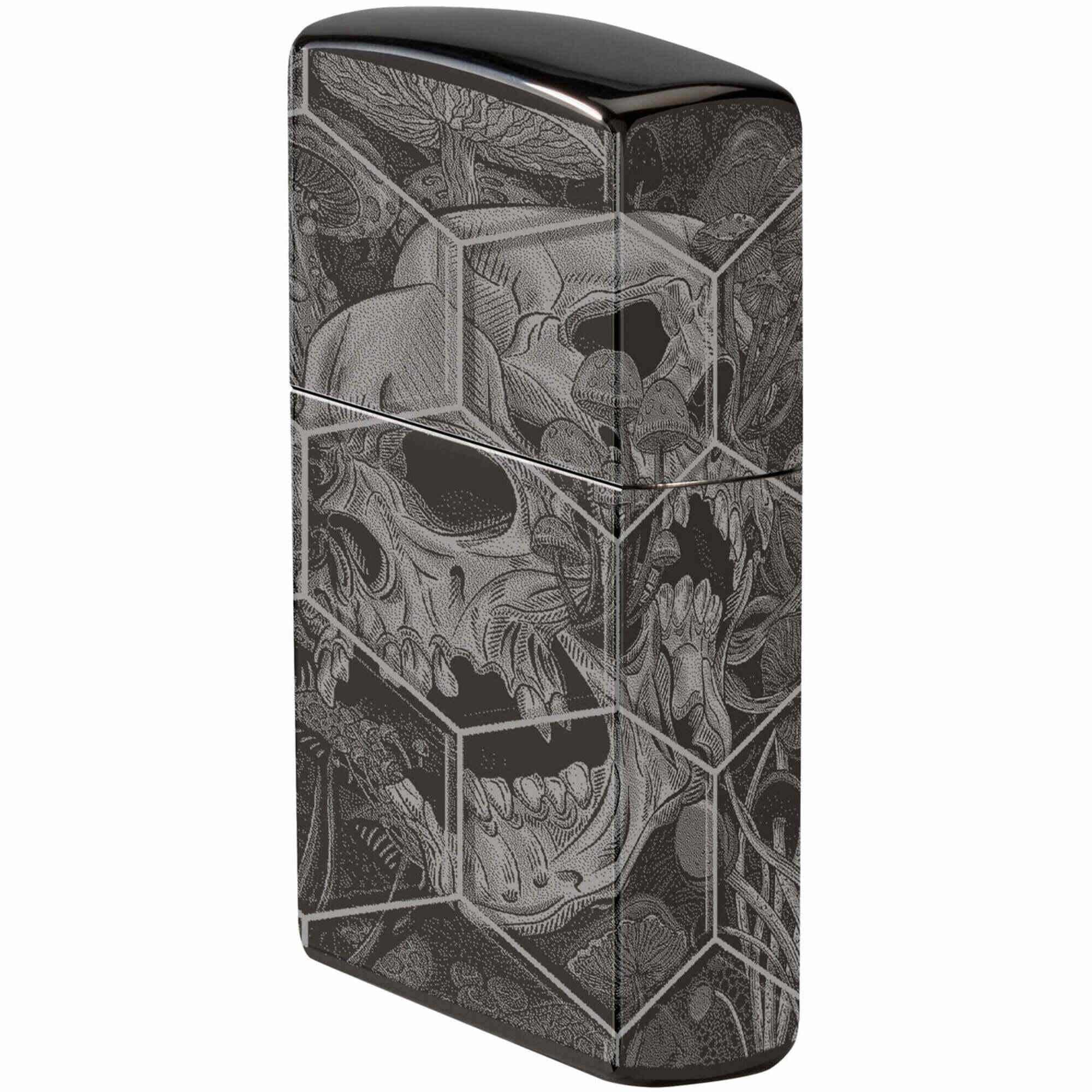 Zippo 46425 Mushroom Skulls Design High Polish Black Lighter