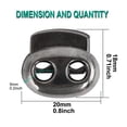 thumbnail image 2 of 20pcs Spring Cord Locks Plastic Rope End Double Holes Toggle Stoppers Sliders Rope Clip Fastener Metal Black, 2 of 7