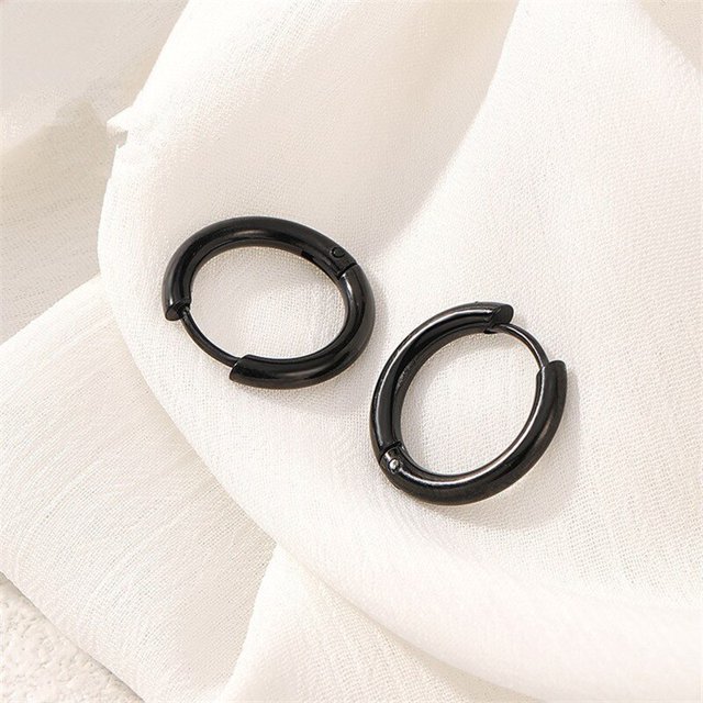 5 unids/lote de pendientes de aro circulares de acero inoxidable para mujeres y niñas, pendientes geométricos redondos de Color negro dorado y plateado, joyería Tan Jianjun unisex