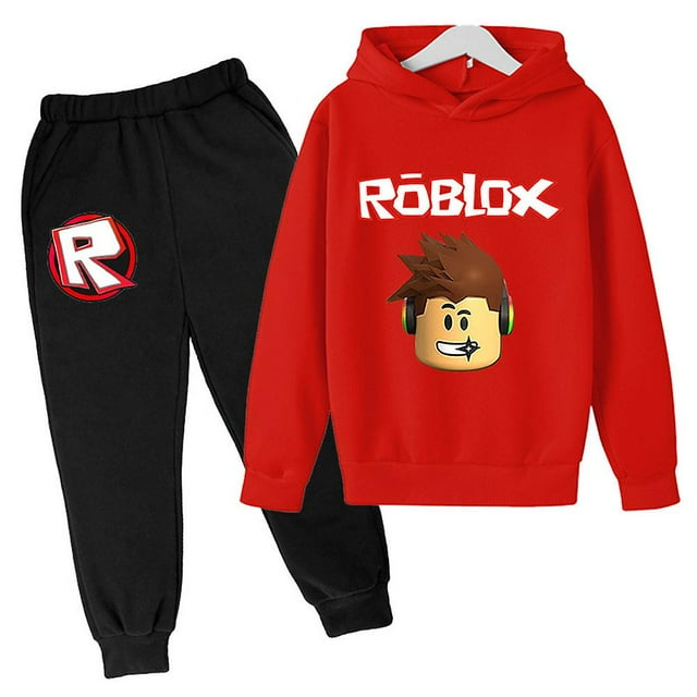 Kids Boys Girls Roblox Hooded Hoodies Pullover+pants Casual Outfits Set Tracksuit Gifts 7-14 Years zhangyuxiang LED