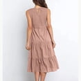 thumbnail image 4 of Robe Femme Liquidation Robe Unie Sans Manches Plissée Taille Élastique Grande Robe Rose m, 4 of 8