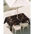 thumbnail image 3 of 60x84 Inch Outdoor Tablecloth with Umbrella Hole Zipper Rectangle Withered Leaves^Vintage Brown Botanical Rectangular Tablecloths Outside Waterproof Patio Table Cloth Cover for Picnic Party, 3 of 8