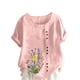 thumbnail image 3 of TaTaai Casual Printed Button Blouse, Women's Short Sleeve Linen Feel T-Shirt, Comfortable Top for All Seasons Gift, 3 of 4