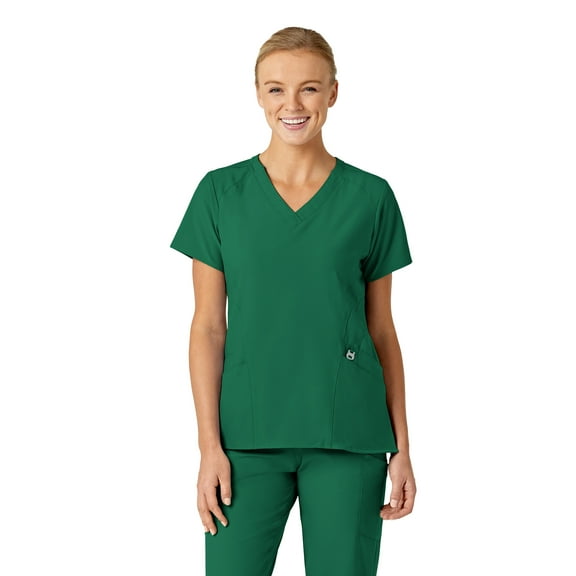 Wink W123 Women's Stylized V-Neck Scrub Top, Hunter, XXS Womens