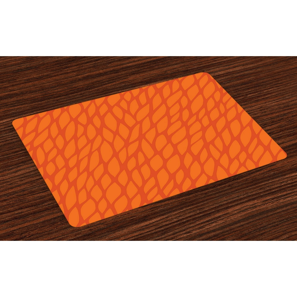 Burnt Orange Placemats Set of 4 Abstract Foliage Leaves Pattern Sketch
