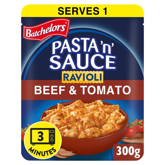 Batchelors Pasta 'n' Sauce Ravioli Microwave Ready Meal Beef and Tomato 300g, Imported from Britain