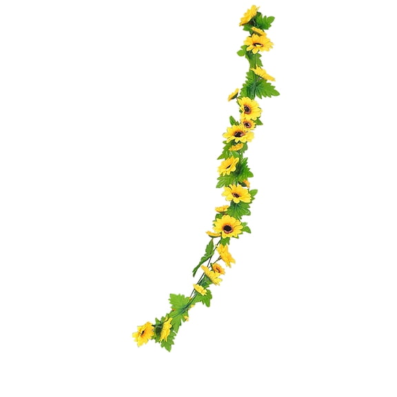 geerera Artificial Sunflower Garland, Simulation Sunflower Vines, Silk Flower Vines with Green Leaves, Hanging Decor for Wedding, Garden, Home Wall Displays