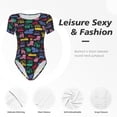 thumbnail image 6 of Naloa Colorful Excavator Women's Short-Sleeved Onesie, One-Piece Swimsuit for Parties, dates, clubs - Medium, 6 of 9