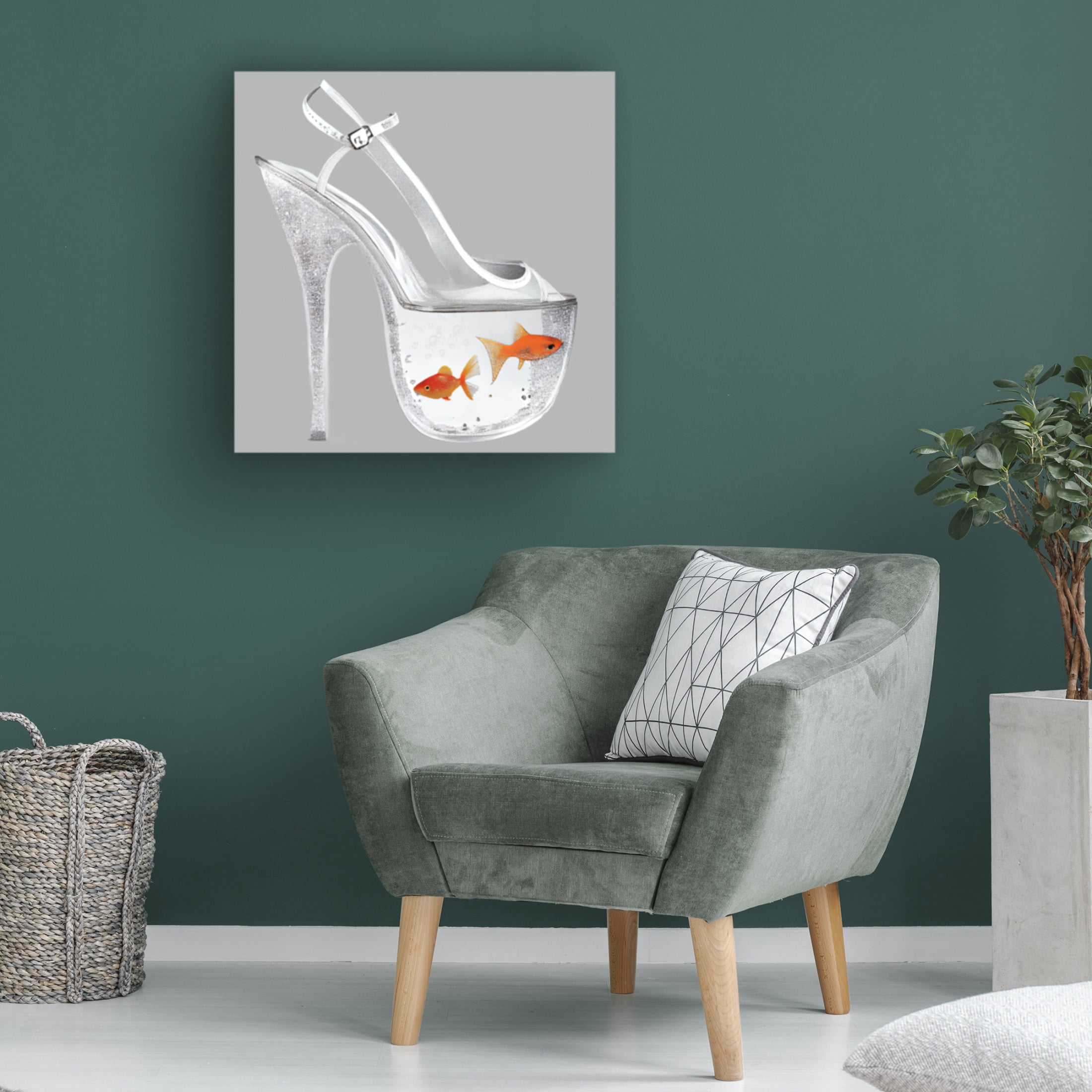 Canvas Wall Art - Sasha 'Sparkle Fish I' Wall Art for Living Room, Bedroom, or Office Décor by Trademark Fine Art - 18 x 18 Inches