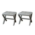 thumbnail image 2 of 20" Chic Silver Polyester Vanity Stool with Nailhead Trim, Set of 2, 2 of 7