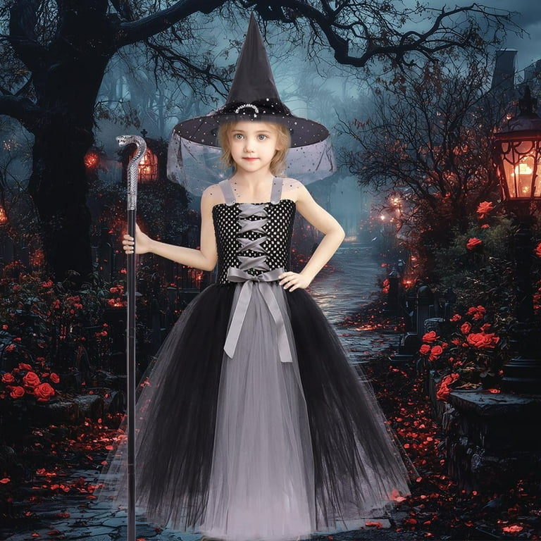 Kids Witch Outfit Tulle Dress for Toddler Girls Fairy Tale Wicked Witch  Outfit Halloween Outfits for Girls Halloween Outfit Dress Up 8-9 Years