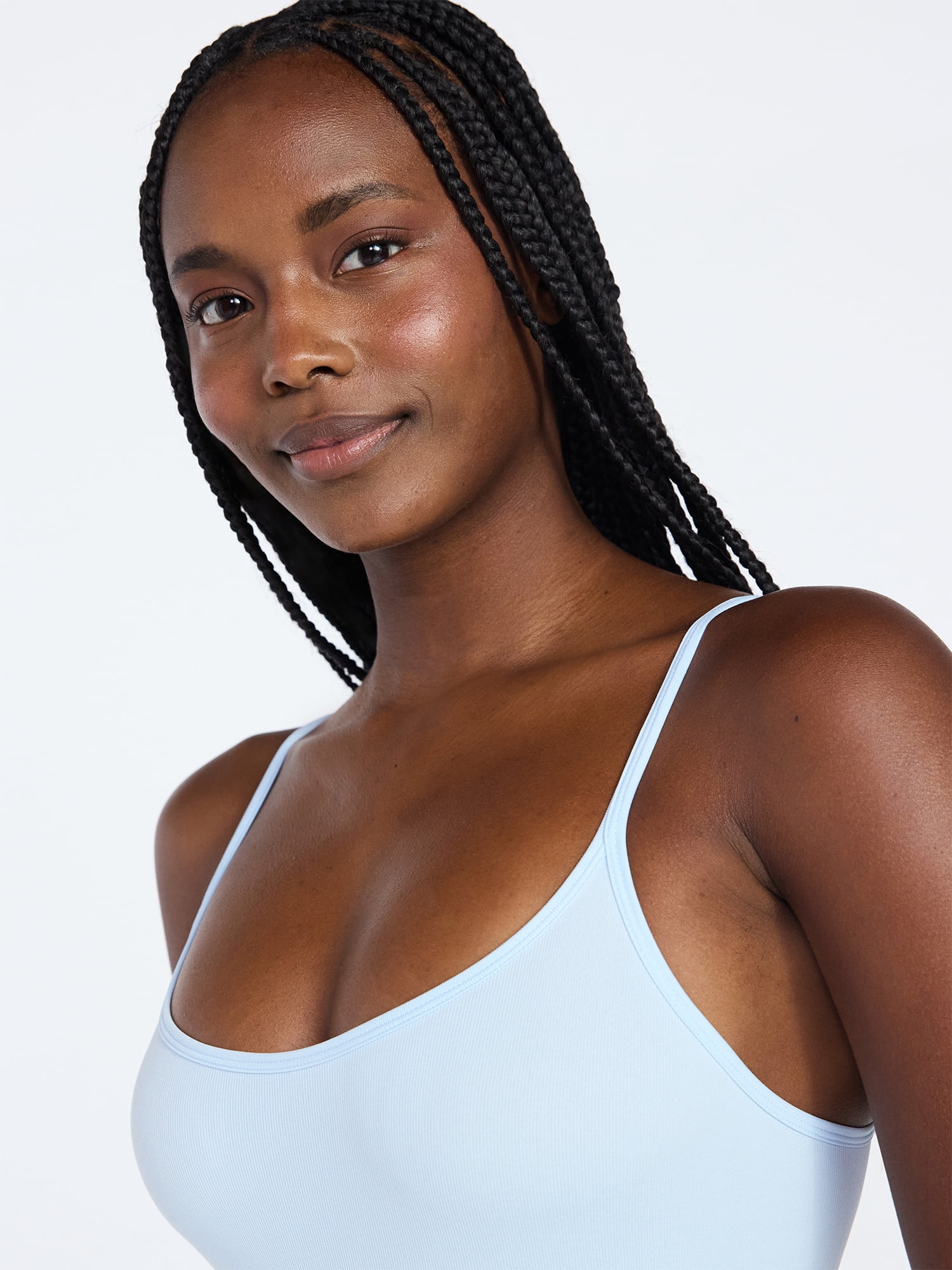Joyspun Women's Seamless Ribbed Cami Bodysuit, Sizes S-XXXL