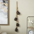 thumbnail image 2 of DecMode Tibetan Inspired Cascading Black Metal Cluster Decorative Bells with 4 Bells on Jute Hanging Rope, 2 of 9