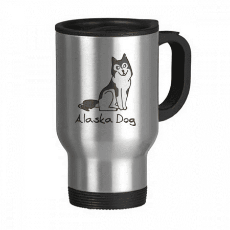 

Alaskan Dog Breed USA Art Deco Fashion Travel Mug Flip Lid Stainless Steel Cup Car Tumbler Thermos