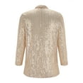 thumbnail image 4 of Fimkaul Women's Cardigan Winter Fall Long Sleeve Casual Tops Sequins Glitter Party Shiny Lapel Rave Outerwear Open Front Jacket Coat Beige L, 4 of 7