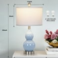 thumbnail image 3 of Cinkeda Ceramic Table Lamp Set of 2 for Bedroom Living Room 22" Modern Blue Double Gourd Nightstand Bedside Lamps, 3 of 7