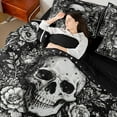 thumbnail image 4 of Homewish Boys Girls Gothic Skull Bedding Comforter Set 7pcs,Chic Floral Flowers Queen Bedding Sets Super Cozy,Bohemian Starry Sky Queen Sheet Sets,Microfiber Bedroom Decor,Reversible, 4 of 8