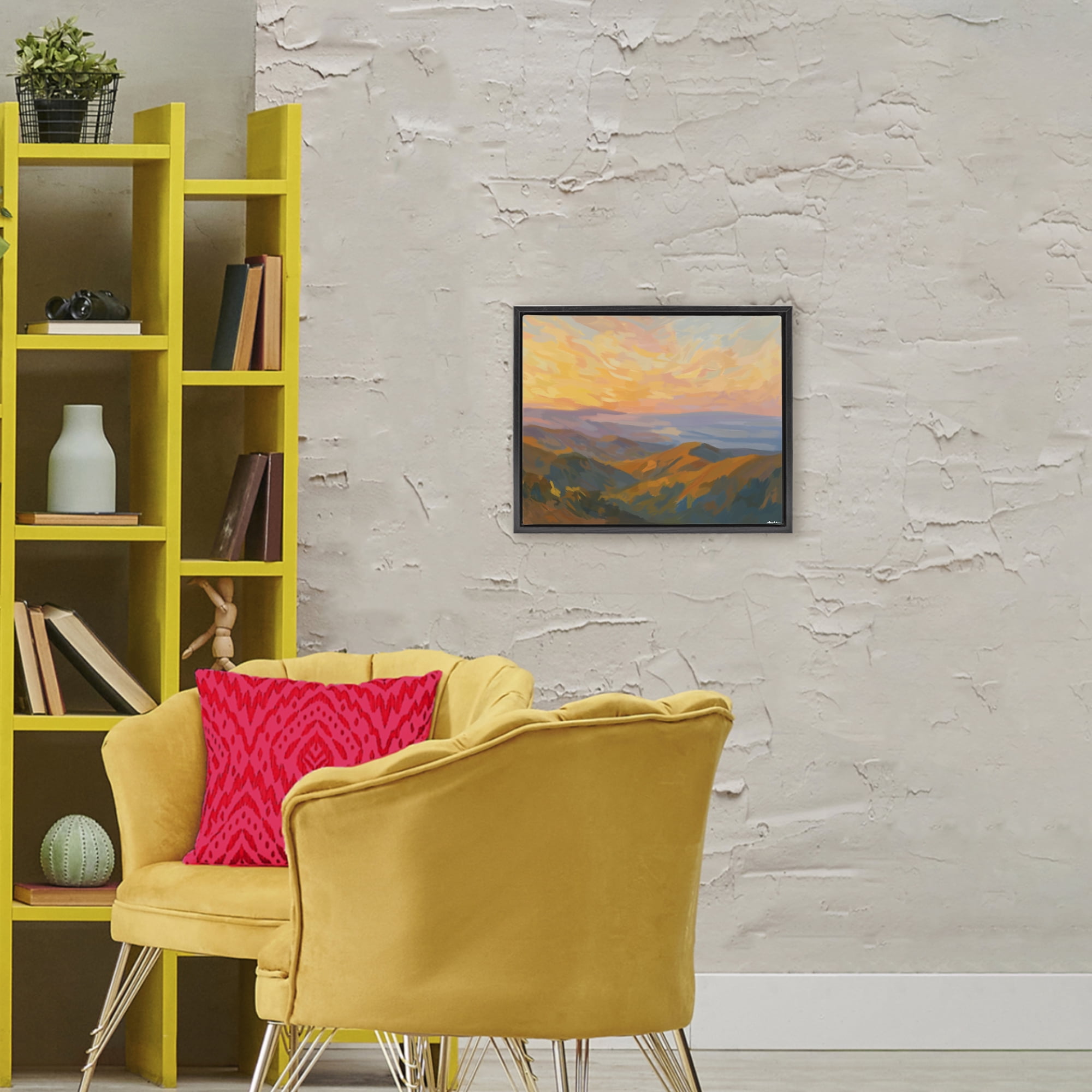 Stupell Industries California Sunset Landscape Black Framed Floater Canvas Wall Art, design by Amelia Noyes