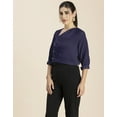 thumbnail image 5 of Moomaya Womens Diagonal Collar Solid Top, Long Sleeves Stylish Formal Top, 5 of 8