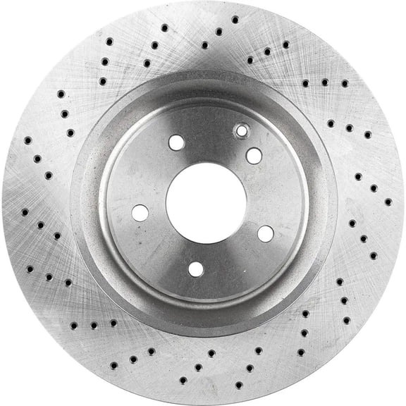 New Cast Iron Brake Disc Compatible With Mercedes Benz CLK500 Base 8 Cyl 5.0L SLK55 AMG Base 8 Cyl 5.5L CLK550 Base 8 Cyl 5.5L 2003-2011 By 34282 34338 45511 850012 12135052