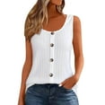thumbnail image 1 of WRKEKC Casual Tank Tops for Women Solid Color Button Front Crew Neck Sleeveless Daily Tank Loose Fit Lightweight Top, 1 of 8