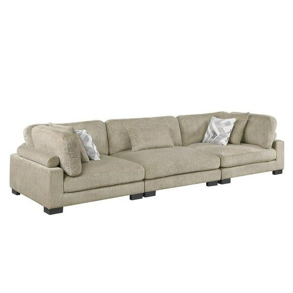 Lexicon Corydon Microfiber 3-Piece Modular Sectional with Chaise in Brown