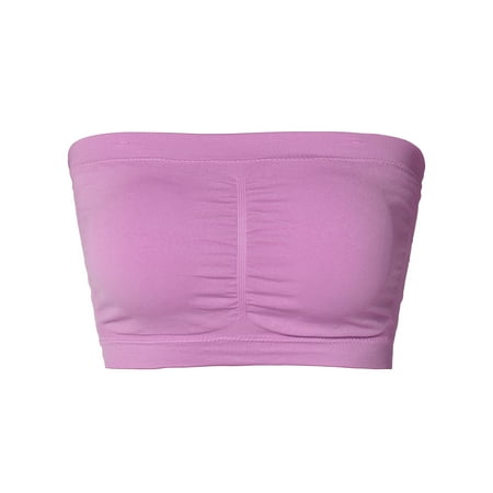 

Ladies Basic 7 Seamless Padded Tube Top Sports & Fitness Bra Bandeau (DK Mauve One Size Fits All(S-L))