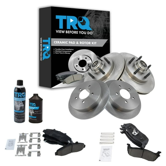 TRQ Front & Rear Premium Ceramic Disc Brake Pad & Rotor Kit w/Chemicals for F150 BKA16229 Fits select: 2000-2003 FORD F150, 2004 FORD F-150 HERITAGE